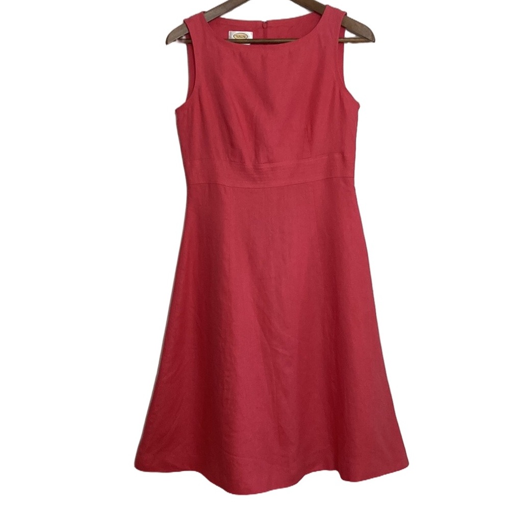 Talbots Irish Linen Dress Womens 4 Hot Pink Sleeveless Fit Flare Wedding Party